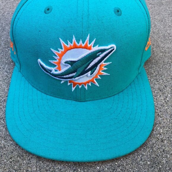 NEW ERA 59Fifty Miami Dolphins Fitted Hat Mens 7 1/4 Blue NFL Football Cap​​ - Picture 2 of 9